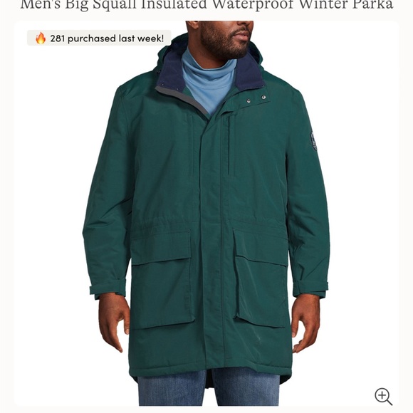 Lands End green Men’s Squall parka XL - Picture 5 of 9